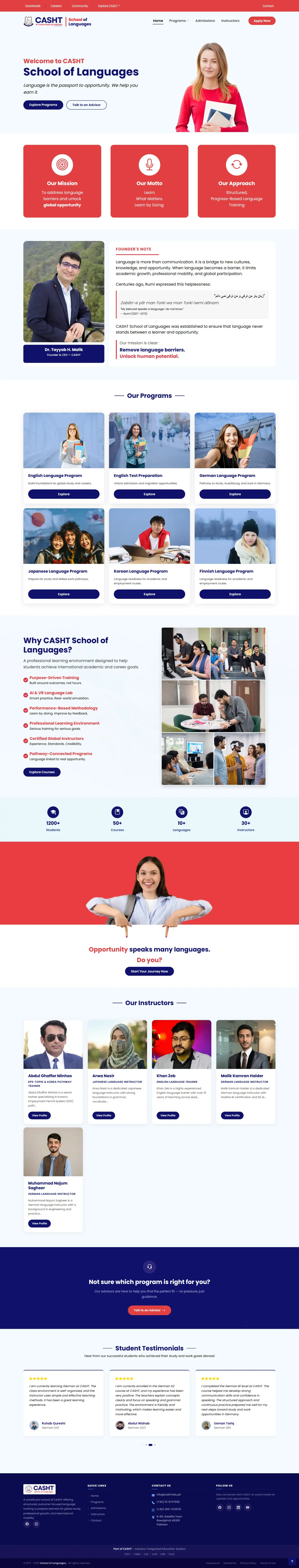 CASHT School of Languages – Full Website Rebuild